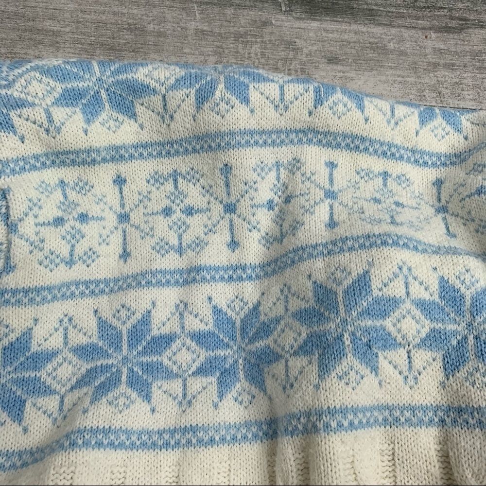 Vintage Wintuk Coastal Cable Knit Cardigan Cream Blue USA Made M - Picture 3 of 9